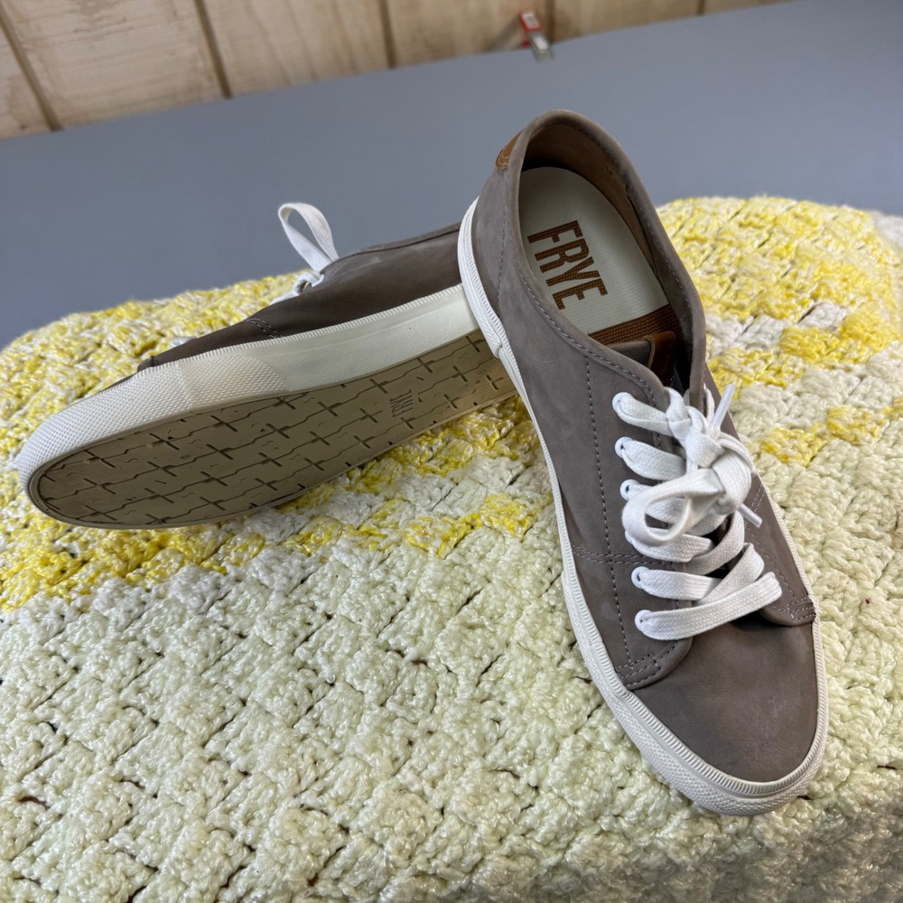 Frye Ivy Low Lace‎ Leather Sneakers Light Grey Taupe 3471699-LGY women's 8M